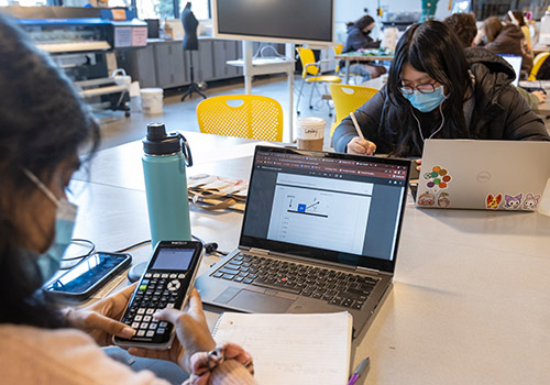 two students studying together