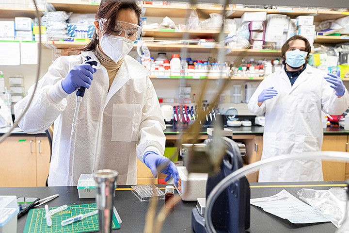 Two students in a lab