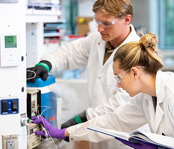 Students getting practical experience in lab