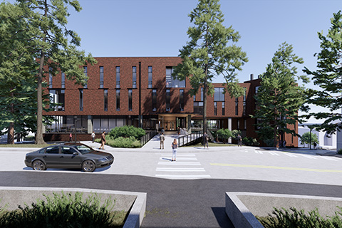 A computer rendering of the exterior of the Interdisciplinary Engineering Building