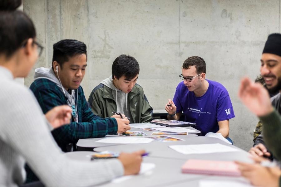 Group of students in a table studying