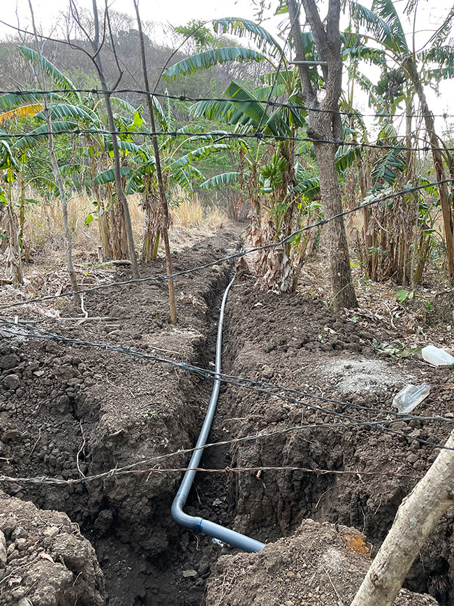 Metal pipes inside a trench