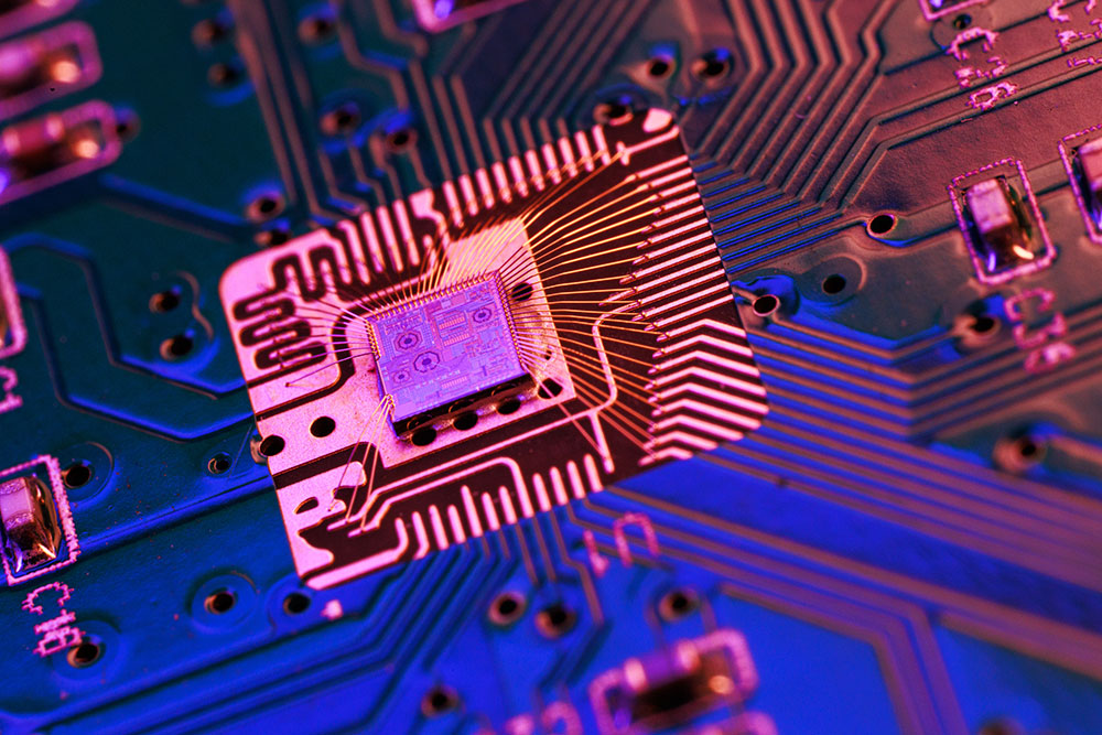 close-up of a microchip