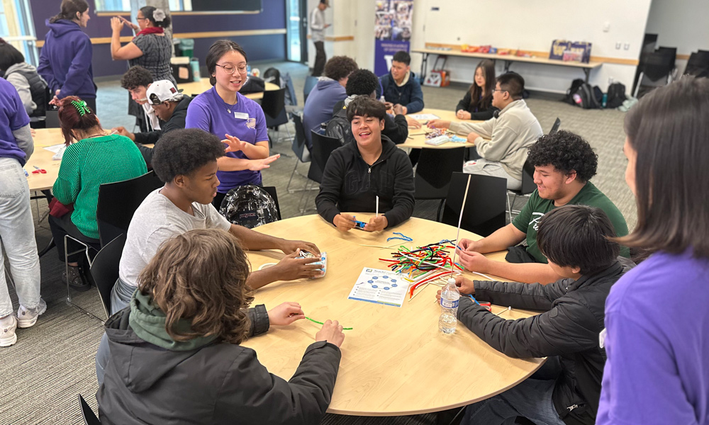 Engineering Ambassadors lead activities for 10th grade students at Evergreen High School.