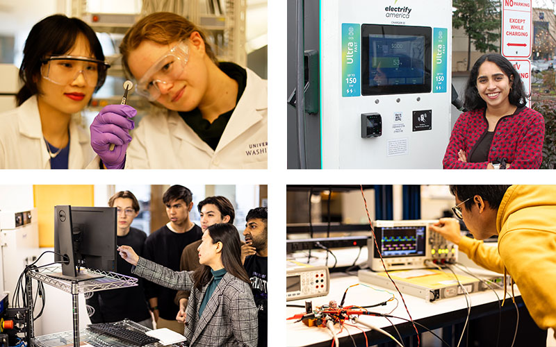 Collage of photos from different groups working on innovating in the electric vehicle space
