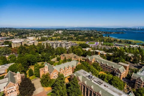 Aerial view of University of Washington campus in Seattle
