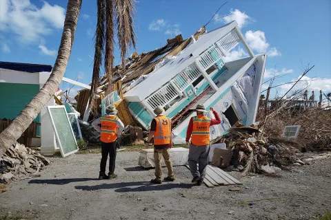 Researchers at hurricane site