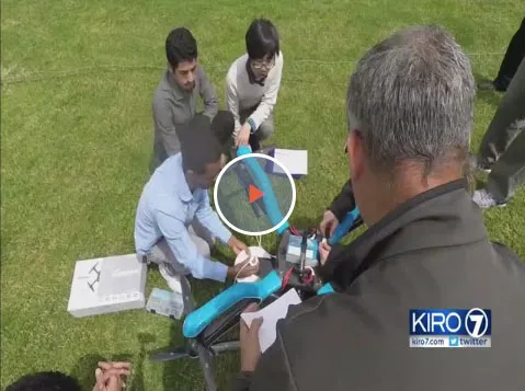 Students tweaking a drone