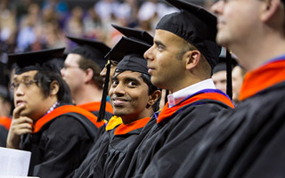 Master's students at graduation ceremony