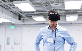 Person wearing VR headset